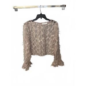 Willow & Root Women's Lace Sheer Long Sleeve Blouse XL